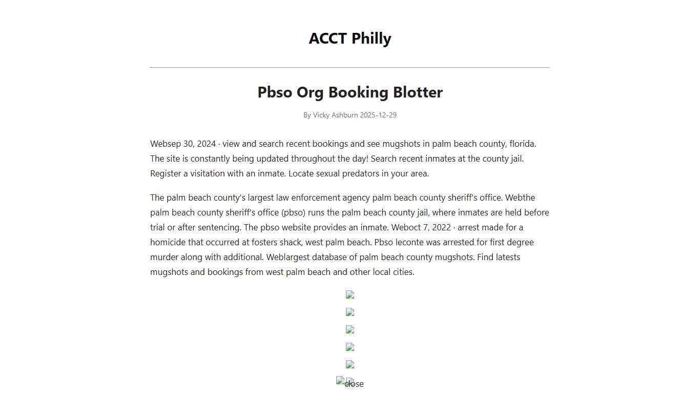Pbso Org Booking Blotter - ACCT Philly